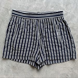 Navy Striped Shorts with Pockets